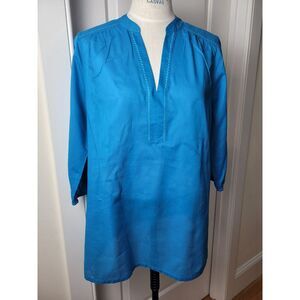Tommy Bahama Cotton Tunic Womens Large Top 3/4 sleeve V Neck